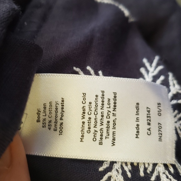 Talbots Embroidered Navy Blue Palm Tree Print Women's TunicTop XL - Picture 9 of 11